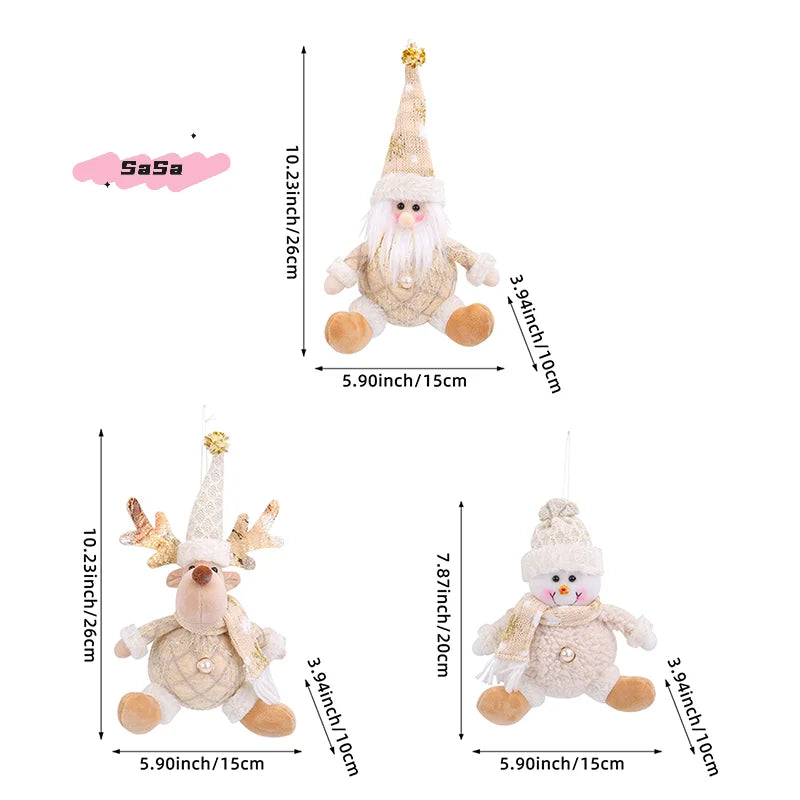 Christmas Tree Hanging Ornaments, Doll Decoration, Santa Claus, Hanging Pendant for Walls Windows and Doors, Cute