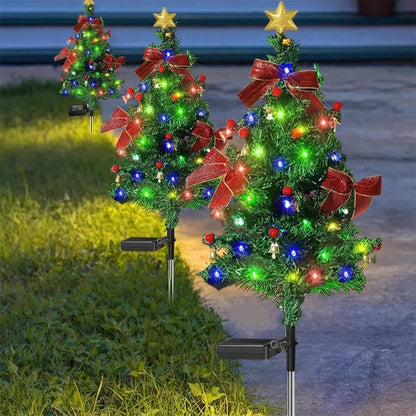 Solar  Outdoor Christmas Trees Christmas Decorations LED Red Fruit And Bow Garden Lawn Landscape Festive Christmas Decor