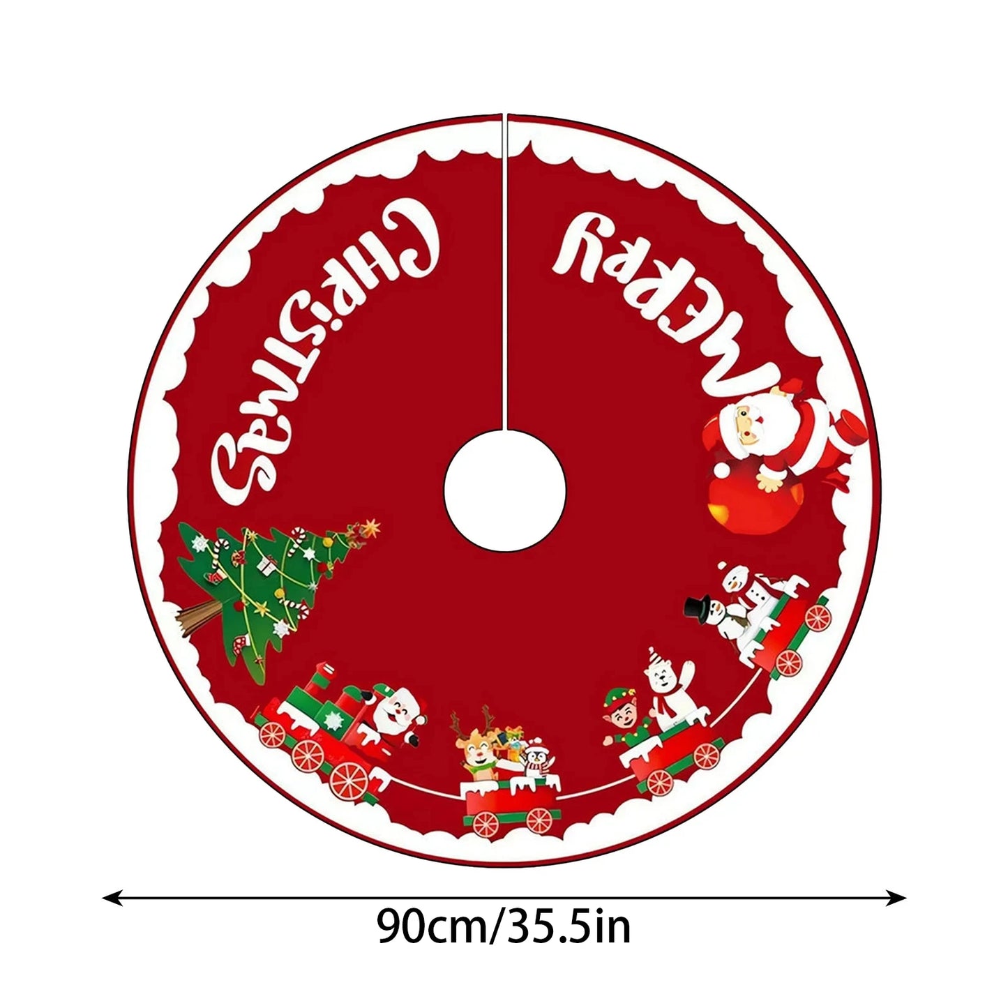 Red Plush Christmas Tree Skirt