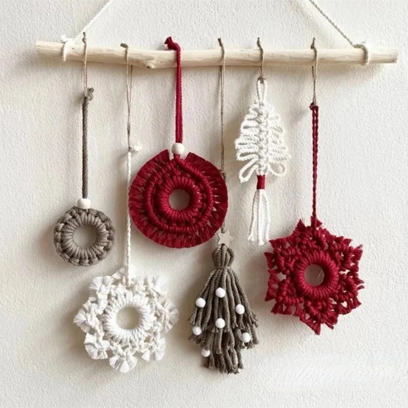 Macrame Christmas Ornaments Wall Hanging Christmas Ornaments Set Bohemian Decor Handmade Christmas Gift