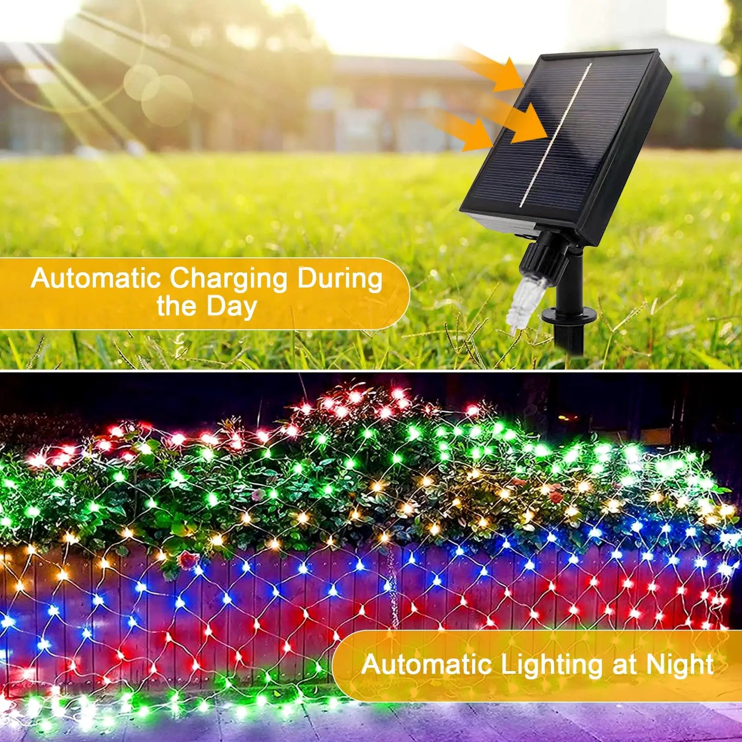 Christmas Net Lights Outdoor Solar Powered Mesh Light Waterproof Timing Dimmable for Tree Garden Yard Wedding Party Decoration