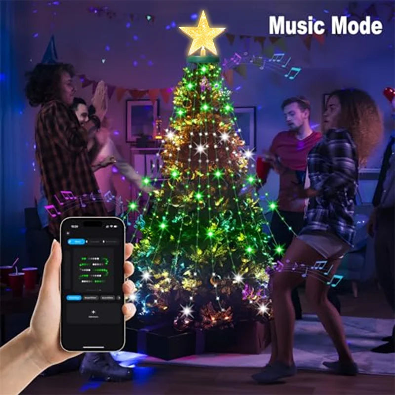 Christmas Decoration Lights 400 LED Christmas Tree Lights with Star Topper Indoor Outdoor String Lights for Yard Party Home