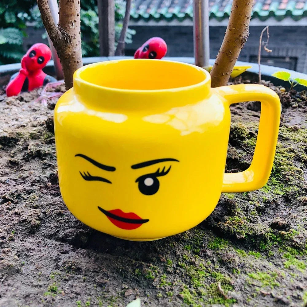 Party Favor Gifts Cute Cartoon Mug for Coffee Milk Tea Ceramic Cup Drinkware with Creative Impish Expression Pattern