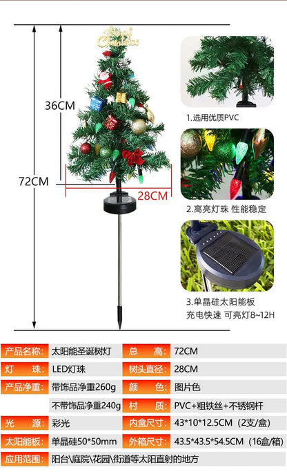 Christmas Tree LED Lights Solar Outdoor Decorative Lawn Garden Lamp Pathway Landscape Lighting for Holiday Festive Decor
