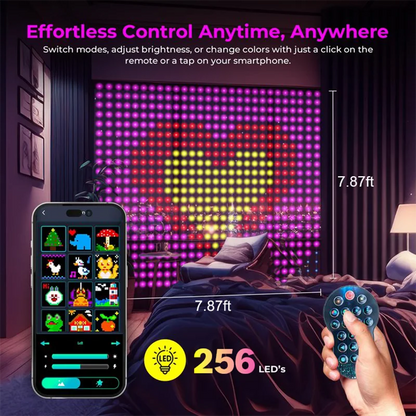 Christmas LED Curtain Lights Smart APP Controlled DIY Text Pattern Animation Display Music Change Light Garland Festival Decor