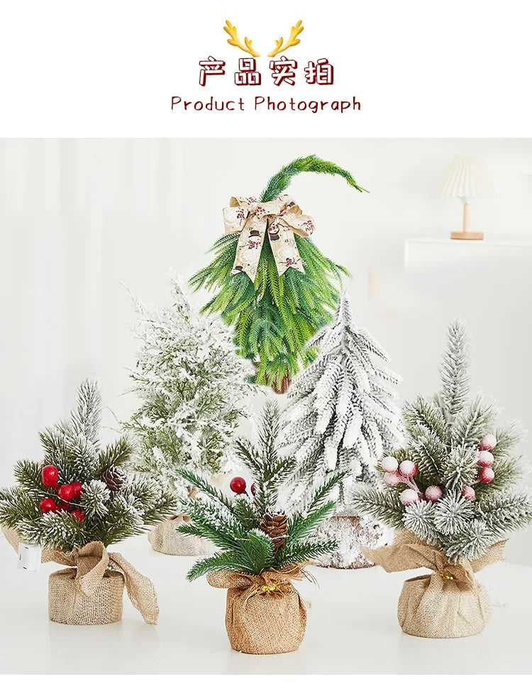 Christmas Tree Mini Desktop Decoration Plush Falling Snow PE Tree Holiday Scene Decoration 20cm Christmas Trees Home Decor