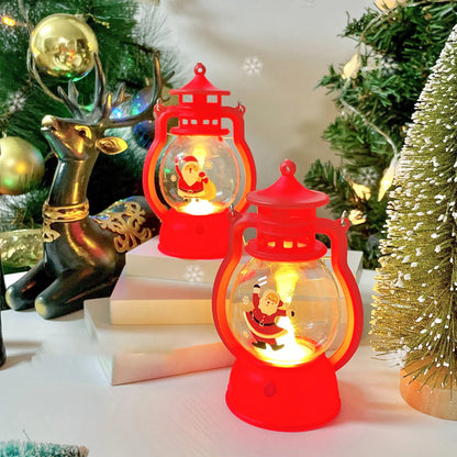 Christmas Lantern String Lights Battery Powered Santa Snowman Tree Pattern Decorative Lights