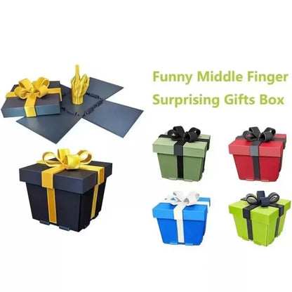 Middle Finger Surprise Gift Box Creative Spoof Hand Gesture Home Office Decor Funny Prank Toy New Year April Fools ' Day Gift