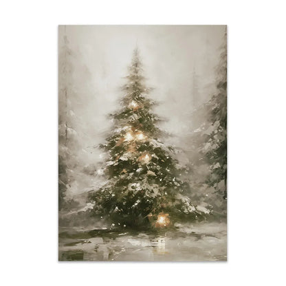 Christmas Trees Wall Art Snowy Village Print Picture Santa Deers Canvas Painting Poster For Livng Room Decoration Holiday Gift