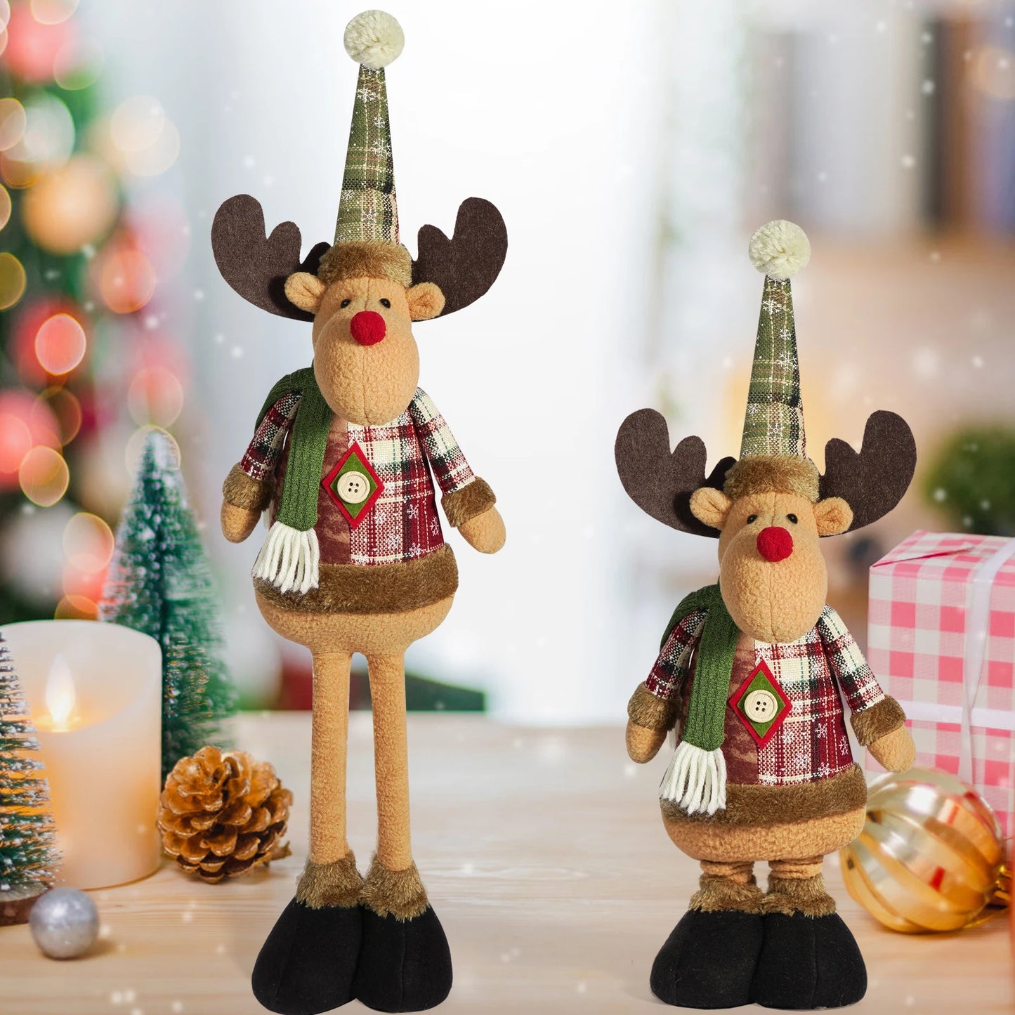 Christmas Hanging Ornaments Santa Snowman Reindeer Flannel Xmas Decor Tree Gifts For Kids Holiday Home Cartoon Decoration