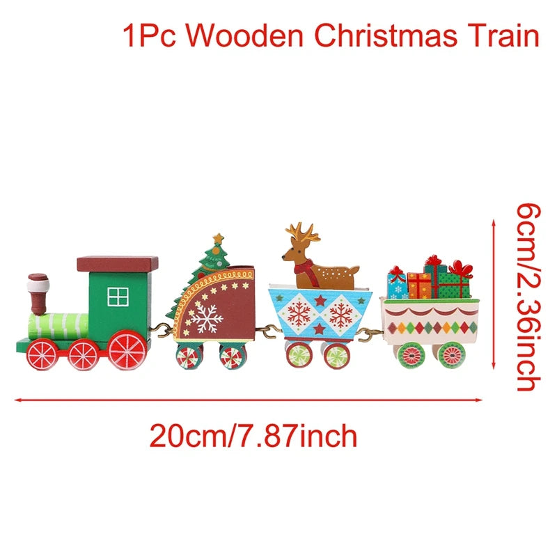 Christmas Tree Ornaments Wooden Train Christmas Decorations for Home Decor 2024 Navidad Noel Natal Gifts Happy New Year 2025