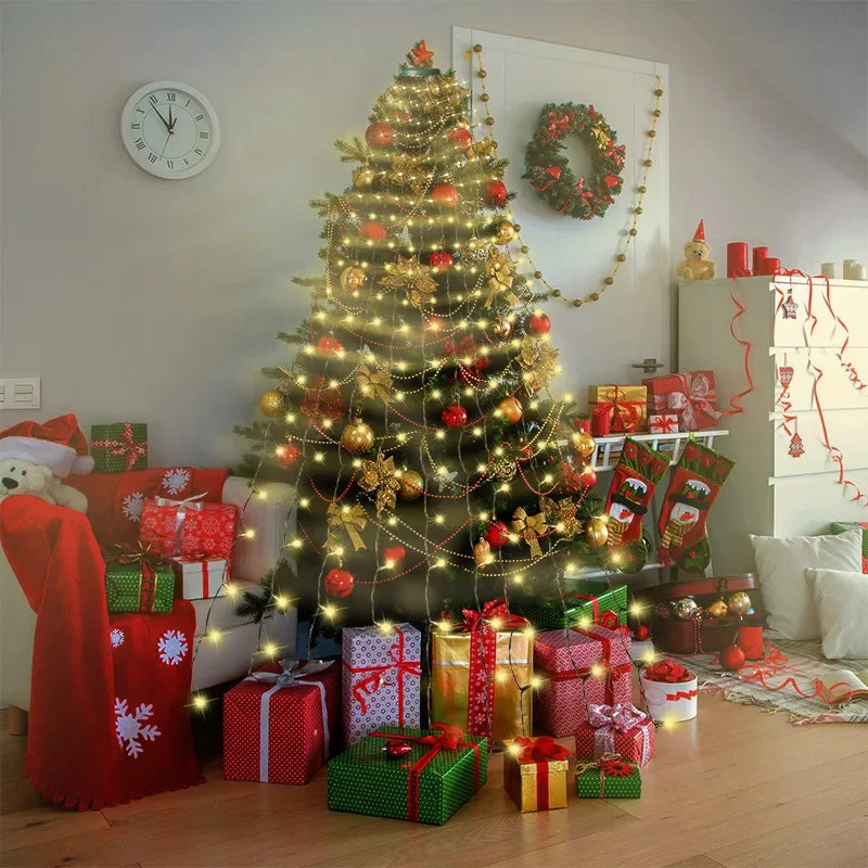 Christmas Tree Lights 8 Modes for 6ft-7ft Christmas Tree, Indoor Outdoor Xmas Decorations 280LED String Lights for Room Bedroom