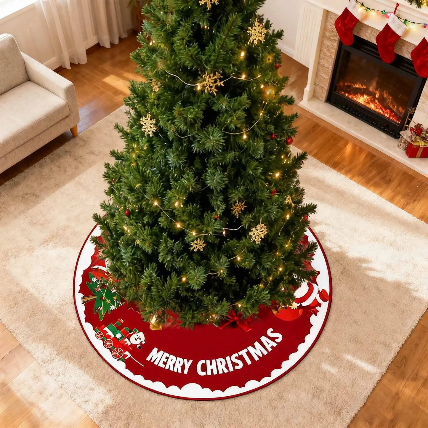 Red Plush Christmas Tree Skirt