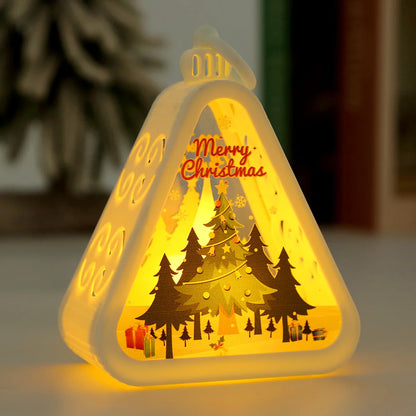 Christmas decorations night lights glowing gifts window tabletop ornaments arrangement props ambient christmas tree pendants