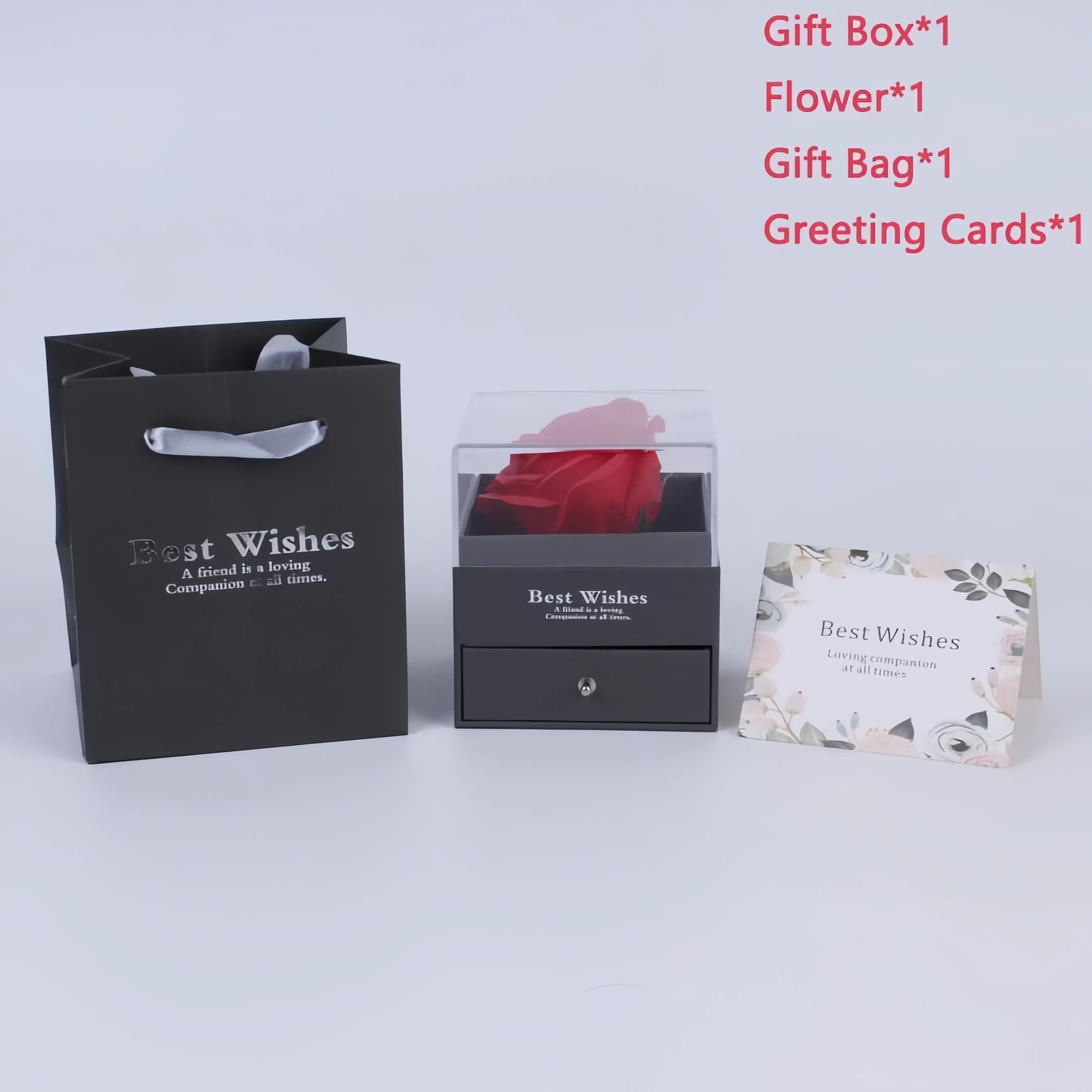 Women's Holiday Gifts Eternal Red Rose With Heart Necklace Flower Lipstick Gift For Mom Girlfriend Birthday From Daughter Sons