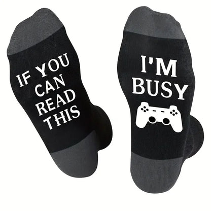 Gifts For Men BoyFriend Christmas Birthday Presents 1Pairs 'I Am Gaming'' I'm not Sleeping' Print Funny Novelty Cotton Socks