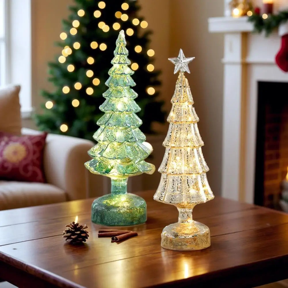 Christmas Tree with Lights Lighted Glass Christmas Tree Battery Operated Christmas Tree Night Lights Tabletop Decor ﻿ Mini Glass