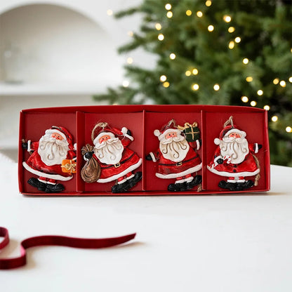 Cartoon Christmas Hanging Ornaments Handcrafted Tree Wooden Beaded String Snowman Pendant Decoration