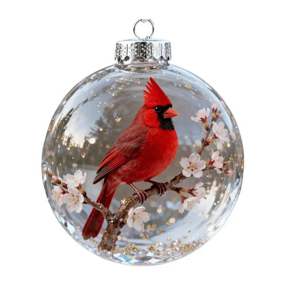 Christmas Clear Ball Ornaments Natures Birds Crystals Glass Set Hanging For Decor Set Xmas Tree Holiday Party Home Decoration