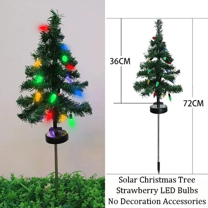 Christmas Tree LED Lights Solar Outdoor Decorative Lawn Garden Lamp Pathway Landscape Lighting for Holiday Festive Decor