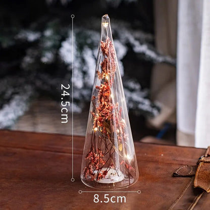 Christmas Tree Glass Night Light for Home Xmas Romantic Holiday Atmosphere Arbol De Navidad Ornaments LED Luminous Decoration