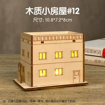 Christmas LED Wooden House Light Luminous Cabin Ornament