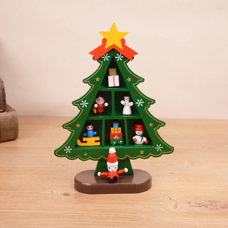 Christmas Decorations DIY Wooden Xmas Tree Table Desktop Ornaments Wood 3D Christmas Tree Craft For Navidad New Year Kids Gifts
