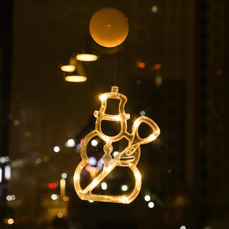 Christmas Ornaments Hanging LED Lights Bedroom Decoration Christmas Decorations Home Window Glass Decoration Warm