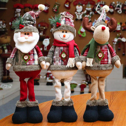 Christmas Hanging Ornaments Santa Snowman Reindeer Flannel Xmas Decor Tree Gifts For Kids Holiday Home Cartoon Decoration