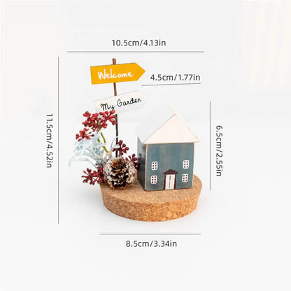 Christmas Tabletop Decorations Winter Wooden House with Mini Artificial Trees Sign Home Room Living Room Decorations Ornaments