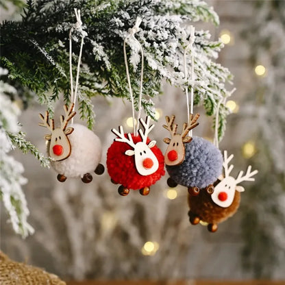 Christmas Ornaments Wooden Elk Hanging Pendant Ornament Christmas Tree Decor for Home New Year 2024 Noel Navidad Decorations