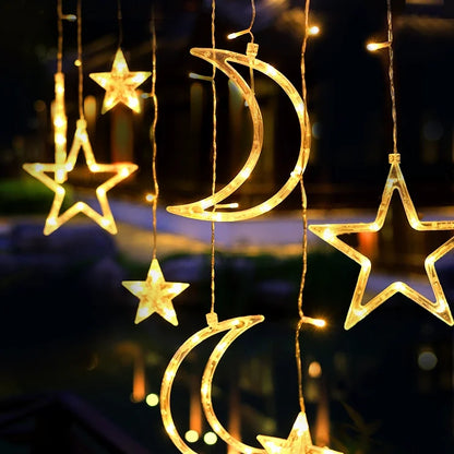 Christmas Window Lights Decor Battery Powered Hanging WarmWhite Light Tree Star Bells Shaped LED Sucker for Xmas Fireplace Decor