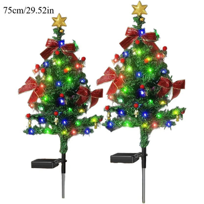 Solar  Outdoor Christmas Trees Christmas Decorations LED Red Fruit And Bow Garden Lawn Landscape Festive Christmas Decor