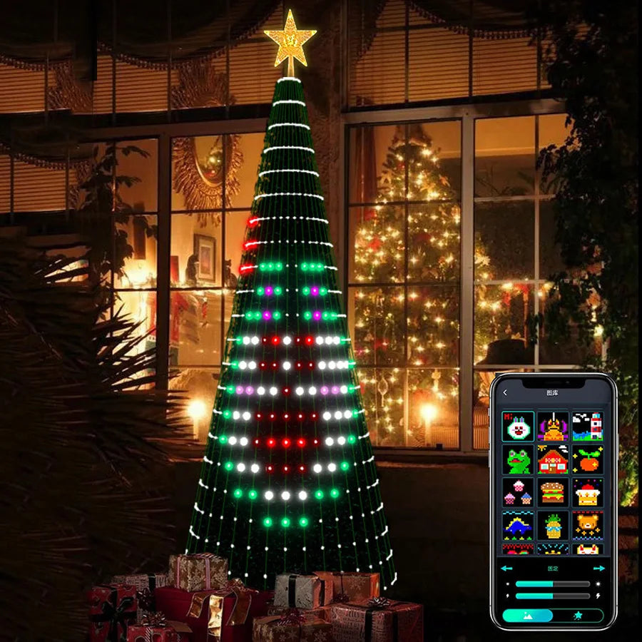 Christmas Ornamental Tree Lights Smart APP Music Sync Waterproof Indoor Outdoor String Christmas Decoration Atmosphere Lighting