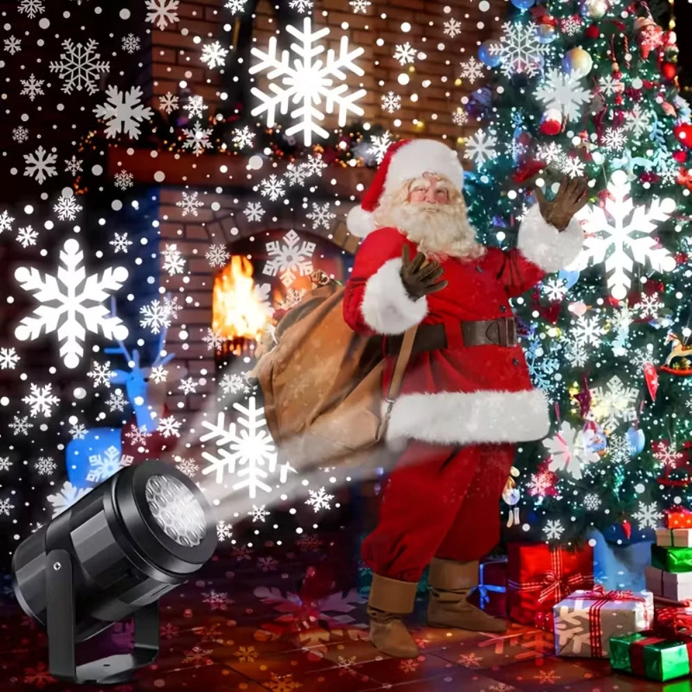 Christmas Snowfall Projector Lights Highlight Dynamic LED Snow Xmas Snowflake Spotlight Lighting Projector for Home Room Decor