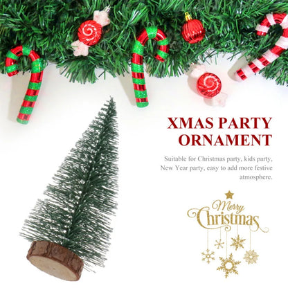 Mini Christmas Tree Decor with Snow Covered Pine DIY Ornaments Winter Snow Ornaments Trees for Xmas Party Home Party bar