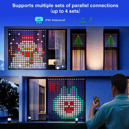 Christmas LED Curtain Lights Smart APP Controlled DIY Text Pattern Animation Display Music Change Light Garland Festival Decor