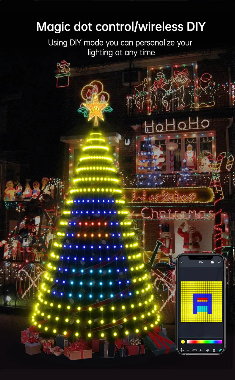 Christmas Ornamental Tree Lights Smart APP Music Sync Waterproof Indoor Outdoor String Christmas Decoration Atmosphere Lighting