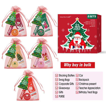 25 pieces/box gift assembly and distribution - lipstick, hand cream, balm, Christmas cards, red gift gauze bags