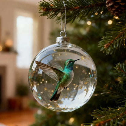 Christmas Clear Ball Ornaments Natures Birds Crystals Glass Set Hanging For Decor Set Xmas Tree Holiday Party Home Decoration