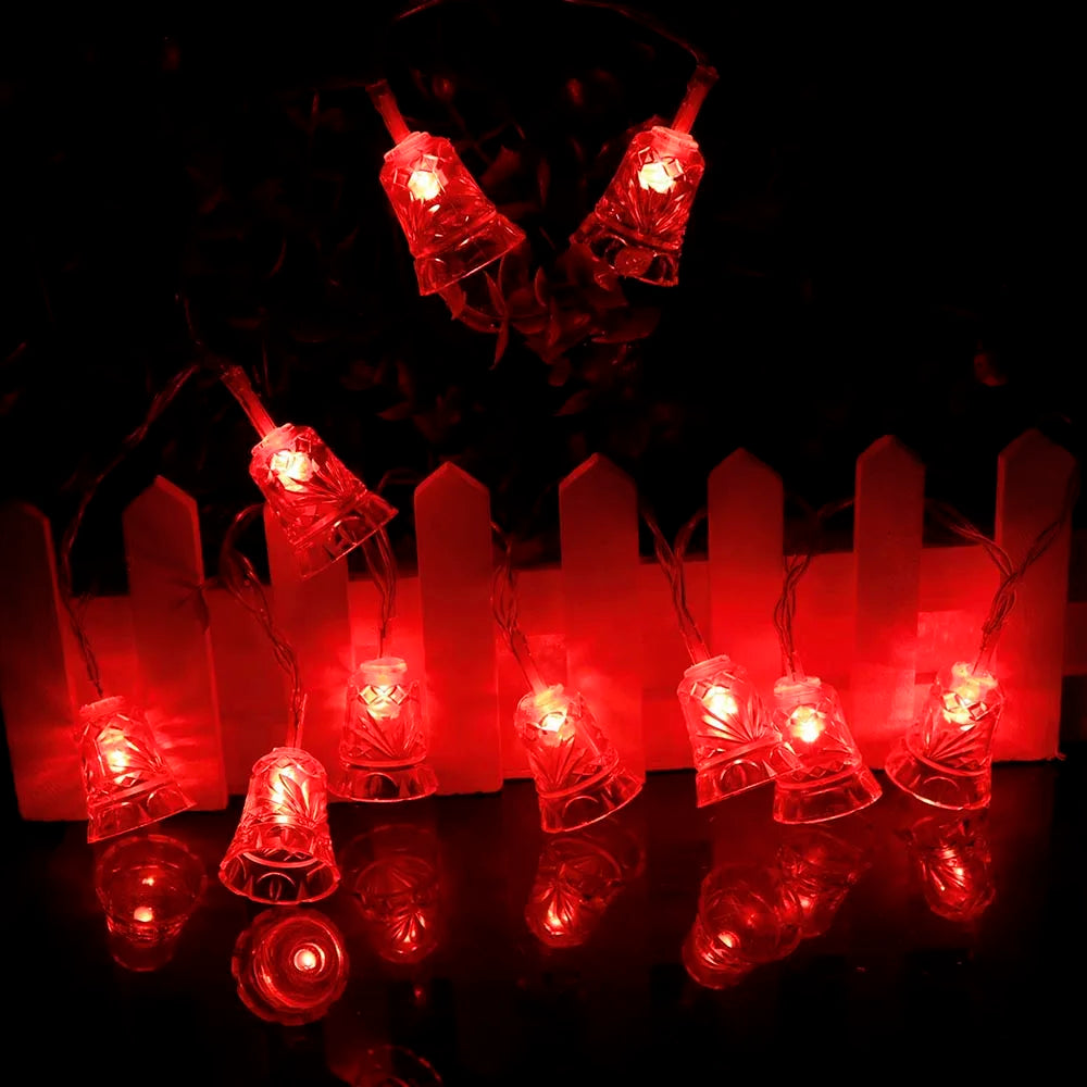 Led Christmas Lights Mini Bells Garland 1.5m 3m 6m Fairy String Lights Battery Operated Christmas Party Tree Decoration For Home