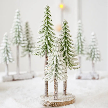 Christmas Tree Decoration Mini Christmas Tree Artificial Bottle Brush Trees with Snow Frost Flocked Pine for Winter Table Decor