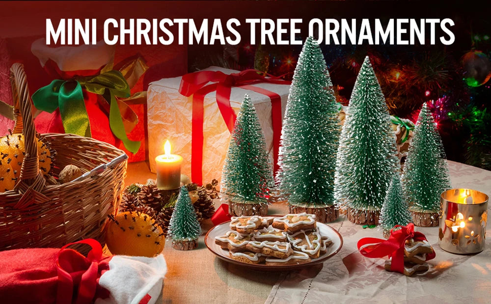 Christmas Decoration Artificial Mini Tree Ornaments Miniature Cedar Snow Pines for Home Table Decor 2024 Navidad Landscape Gifts