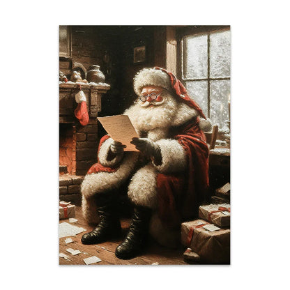 Christmas Trees Wall Art Snowy Village Print Picture Santa Deers Canvas Painting Poster For Livng Room Decoration Holiday Gift