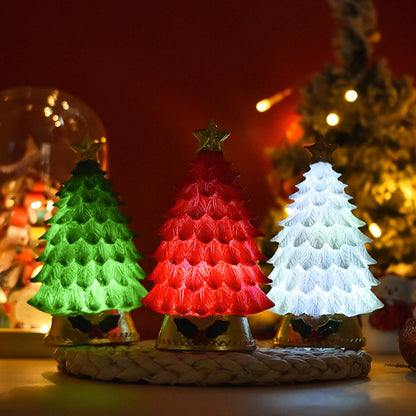 Christmas Tree Led Lights Home Decoration Resin Desktop Ornaments Christmas Atmosphere Festive Party Supplies Small Gift Navidad