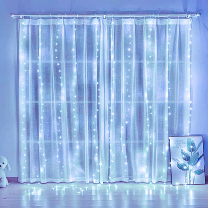Christmas Lights Curtains for Windows Led Fairy New Year Lighting Room String Garland Usb Party Waterfalls Decorations Girls