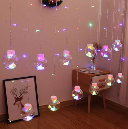 Christmas Decoration LED Lights Curtain Garland Wishing Ball Lamp Fairy String for Festoon Light Party New Year's Bedroom Living