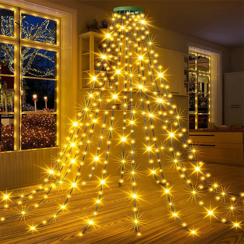 Christmas String Lights with Ring for Tree 2M 1.5M Christmas Tree Lights Xmas Fairy Lights for Christmas Tree Decorations