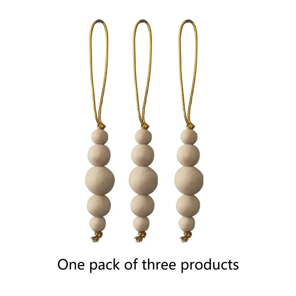 Cartoon Christmas Hanging Ornaments Handcrafted Tree Wooden Beaded String Snowman Pendant Decoration