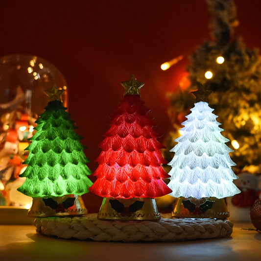 Christmas Decorations - Resin Christmas Tree Ornament Luminous Christmas Tree Ornaments LED Christmas Tree Sculptures